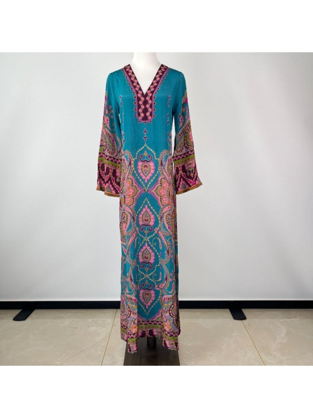 $448 NWOT JOHNNY WAS Judith Silk Floral Maxi Dress Size M - Picture 2 of 14